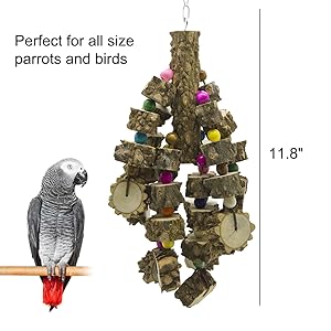 Natural Wood Large Parrot Toy