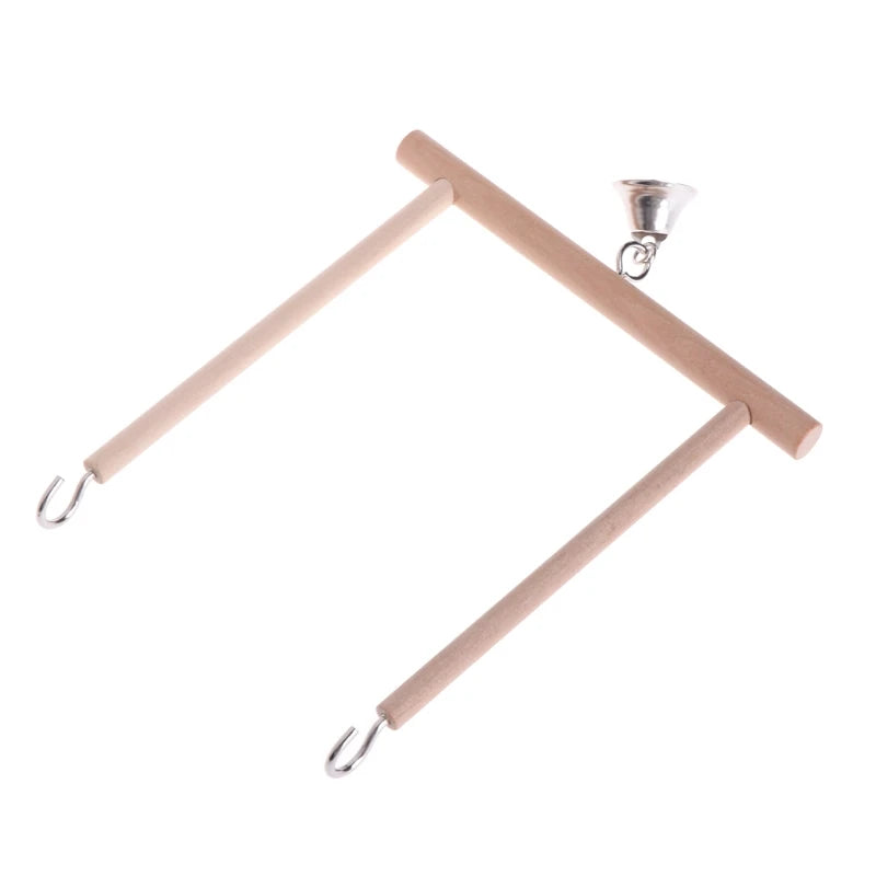 Wooden Parrot Swing Perch with Bell