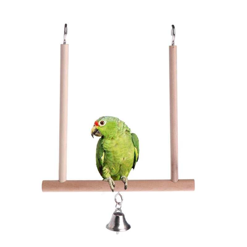 Wooden Parrot Swing Perch with Bell