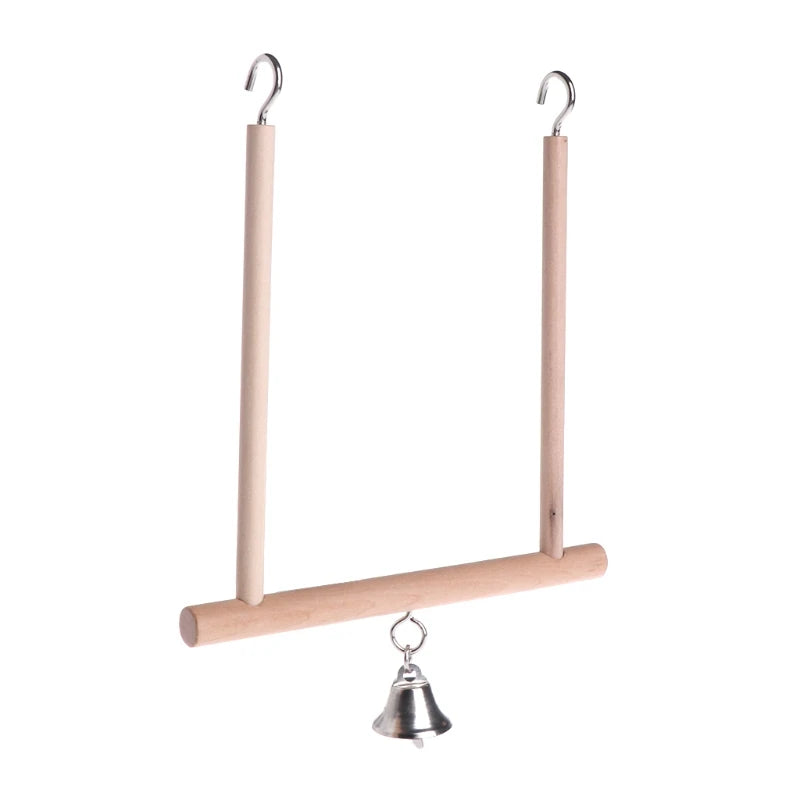 Wooden Parrot Swing Perch with Bell