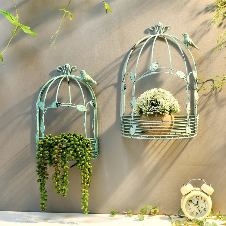 Half Birdcage Wall Planter - Vintage Metal