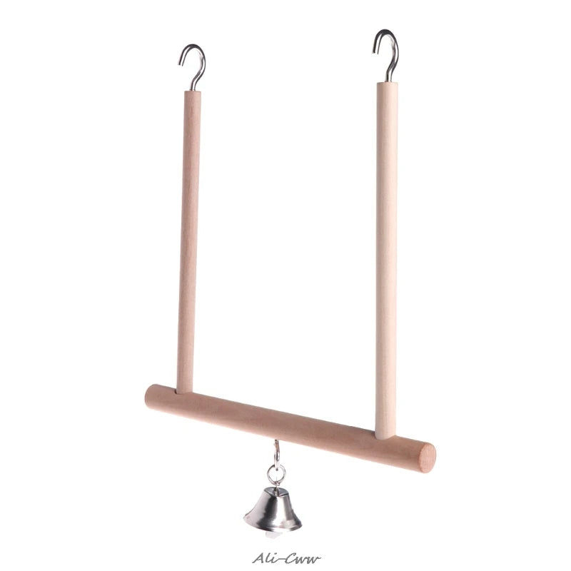 Wooden Parrot Swing Perch with Bell