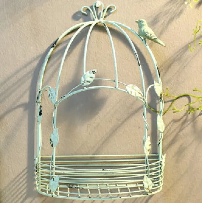 Half Birdcage Wall Planter - Vintage Metal