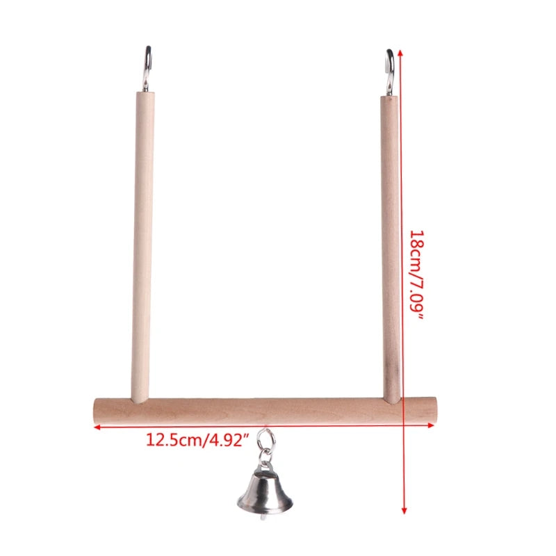 Wooden Parrot Swing Perch with Bell