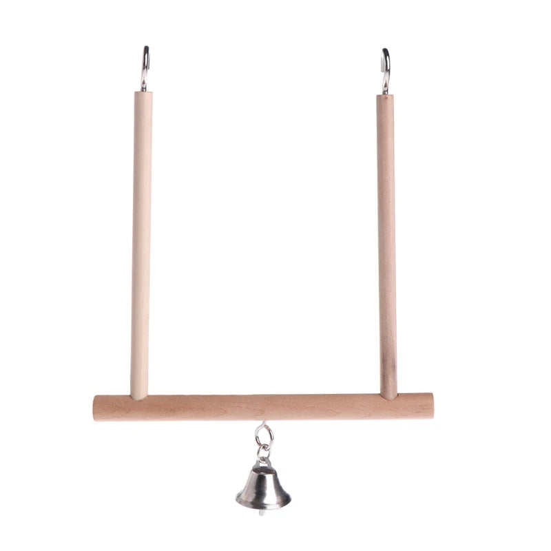 Wooden Parrot Swing Perch with Bell
