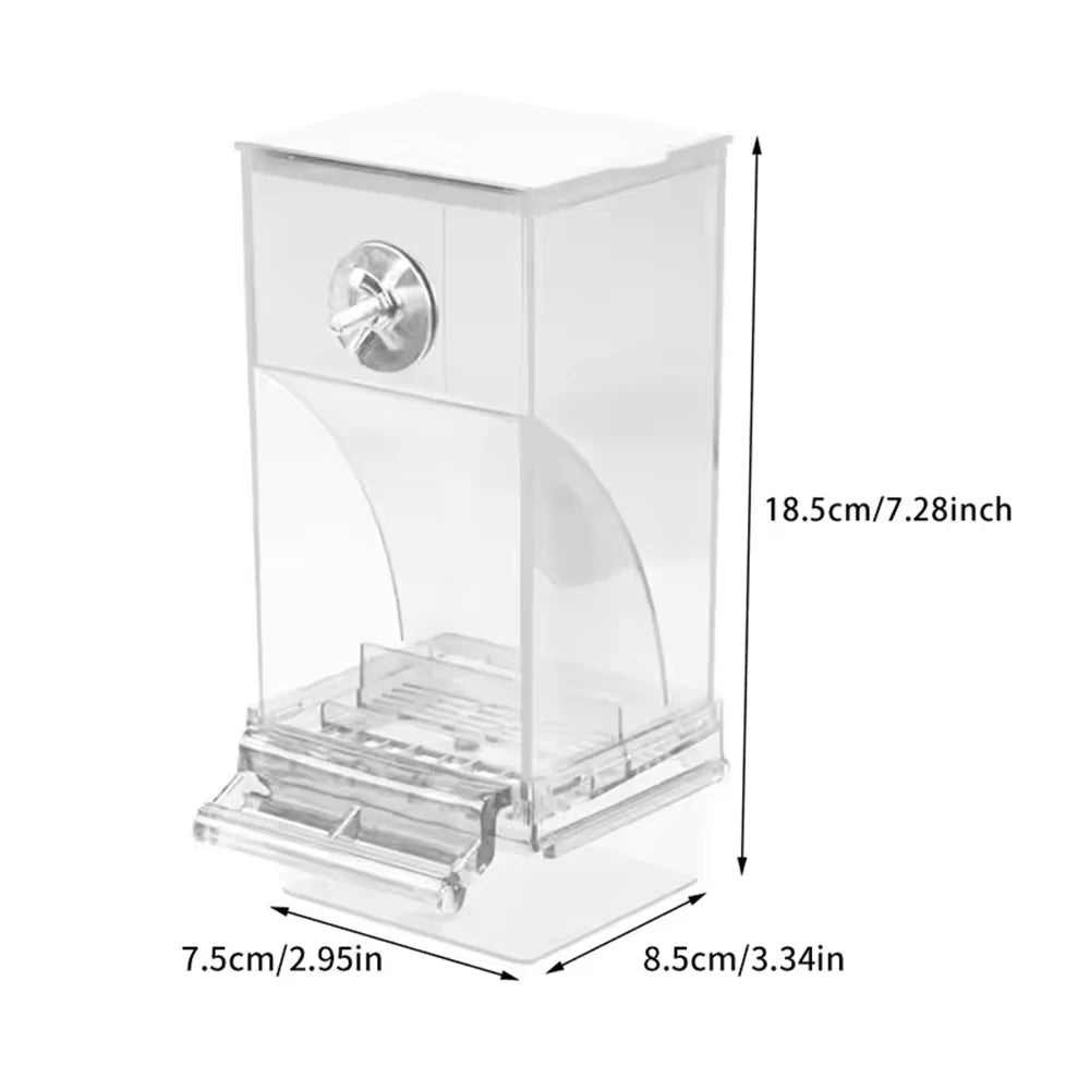 Anti-Spill Parrot Feeder - Clear Bird Food Dispenser