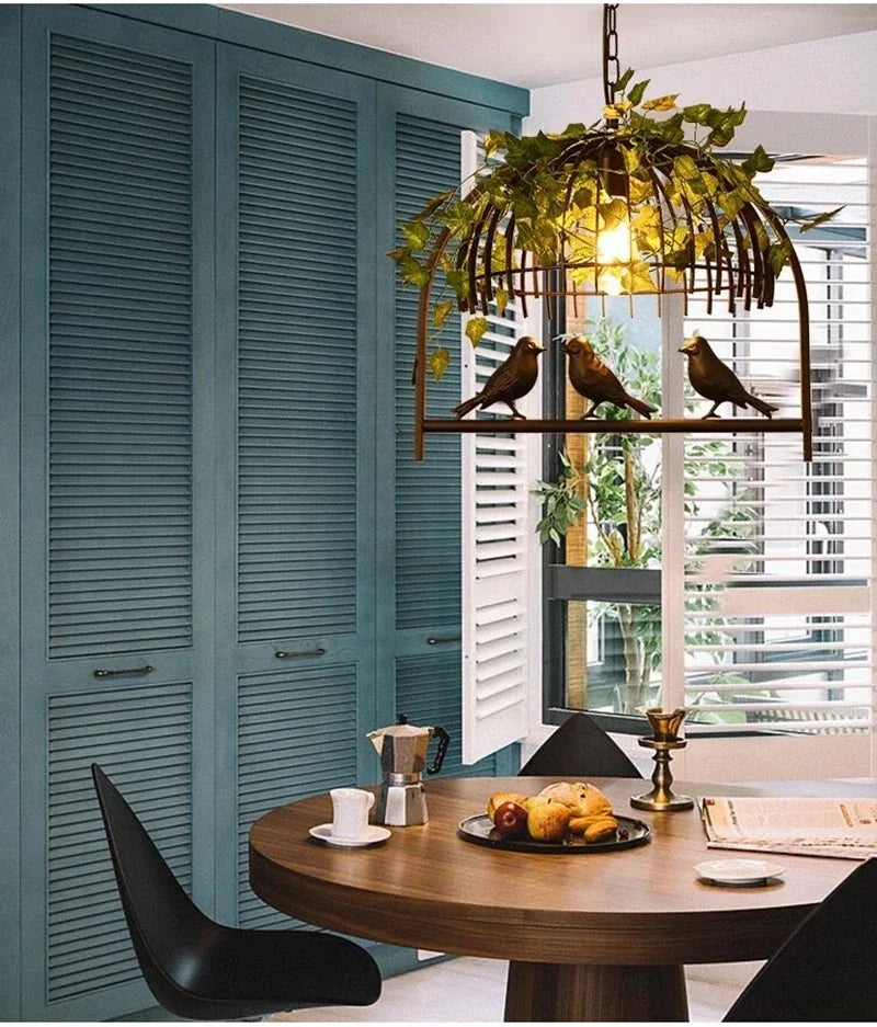 Retro Birdcage Chandelier – Wrought Iron Edison Pendant Light