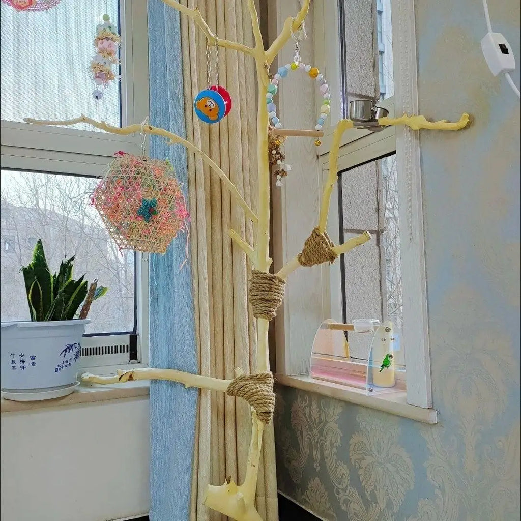 Wooden Parrot Branch Stand - Floor Mounted