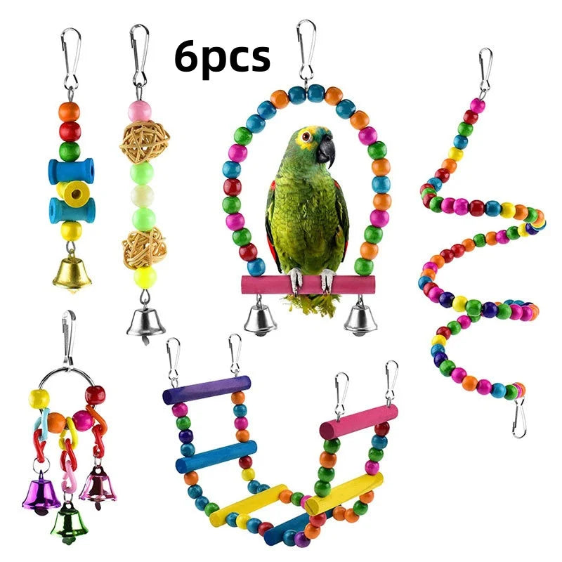 Parrot Cage Toy Set (6 or 8 Piece)