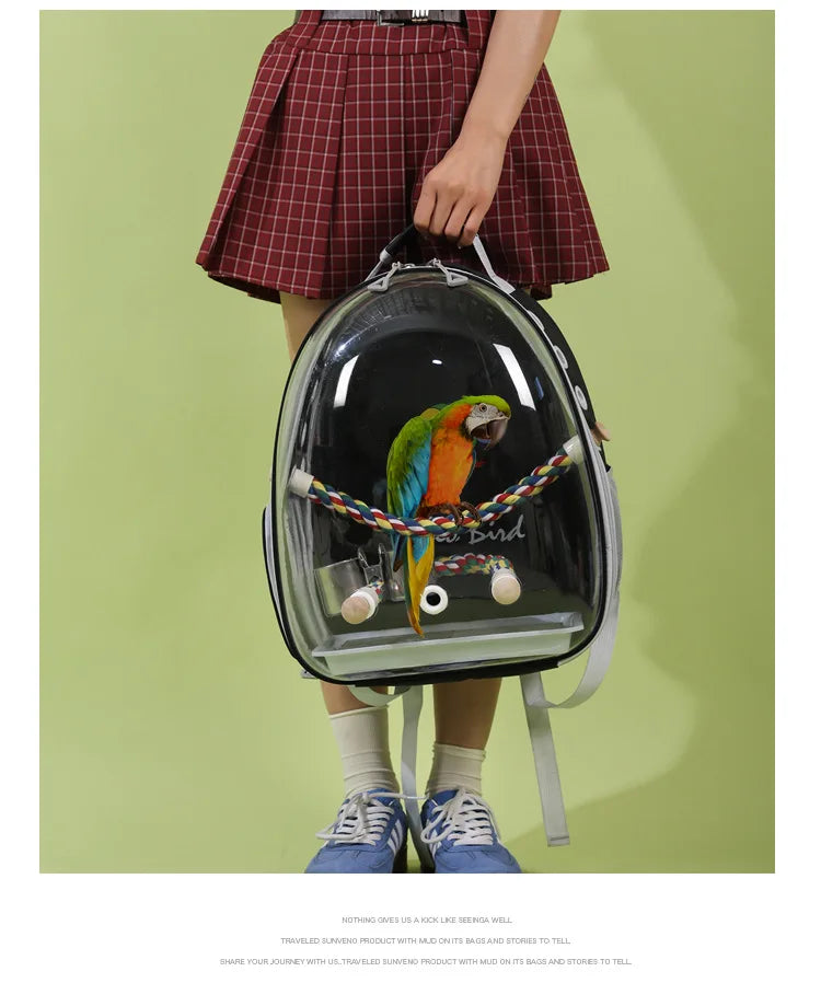 Portable Bird Carrier Backpack with Perch