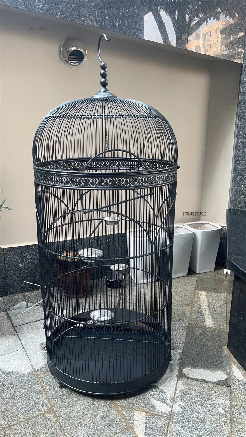 Extra Large Iron Cylindrical Cage - European Retro