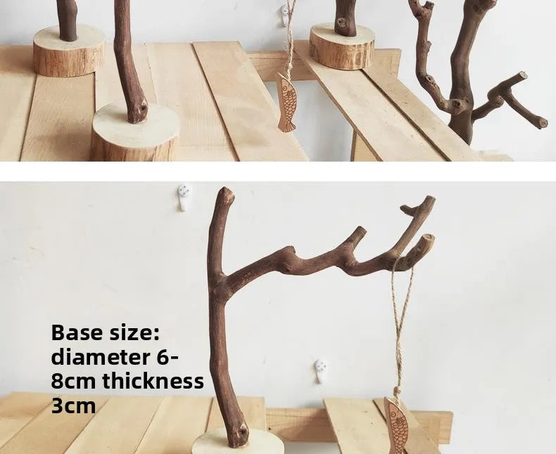 Handmade Wood Branch Display Stand with Tray