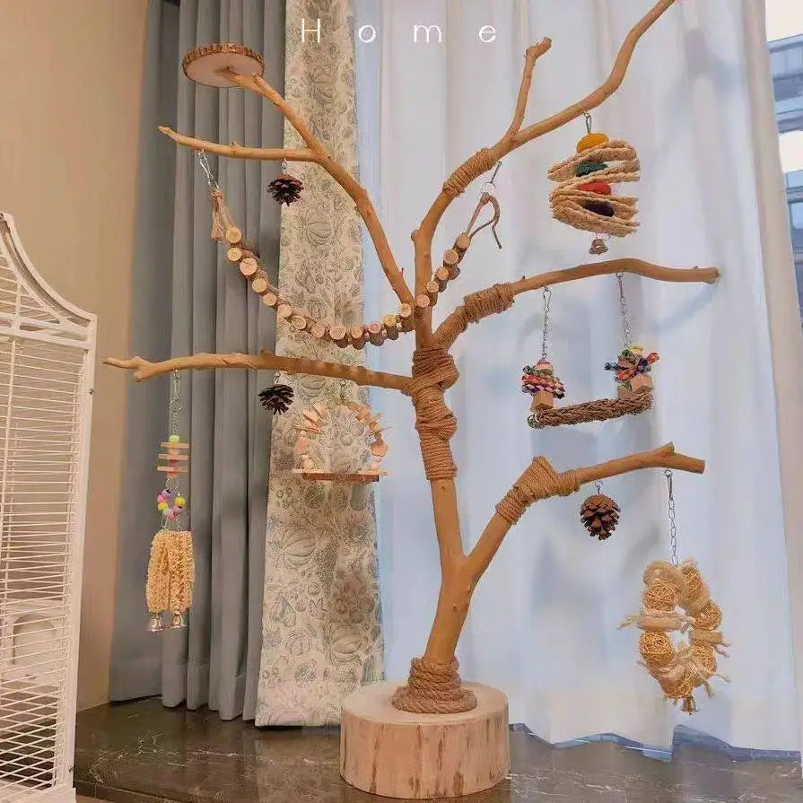 Bird Stand Tree Branch - Solid Wood Perch