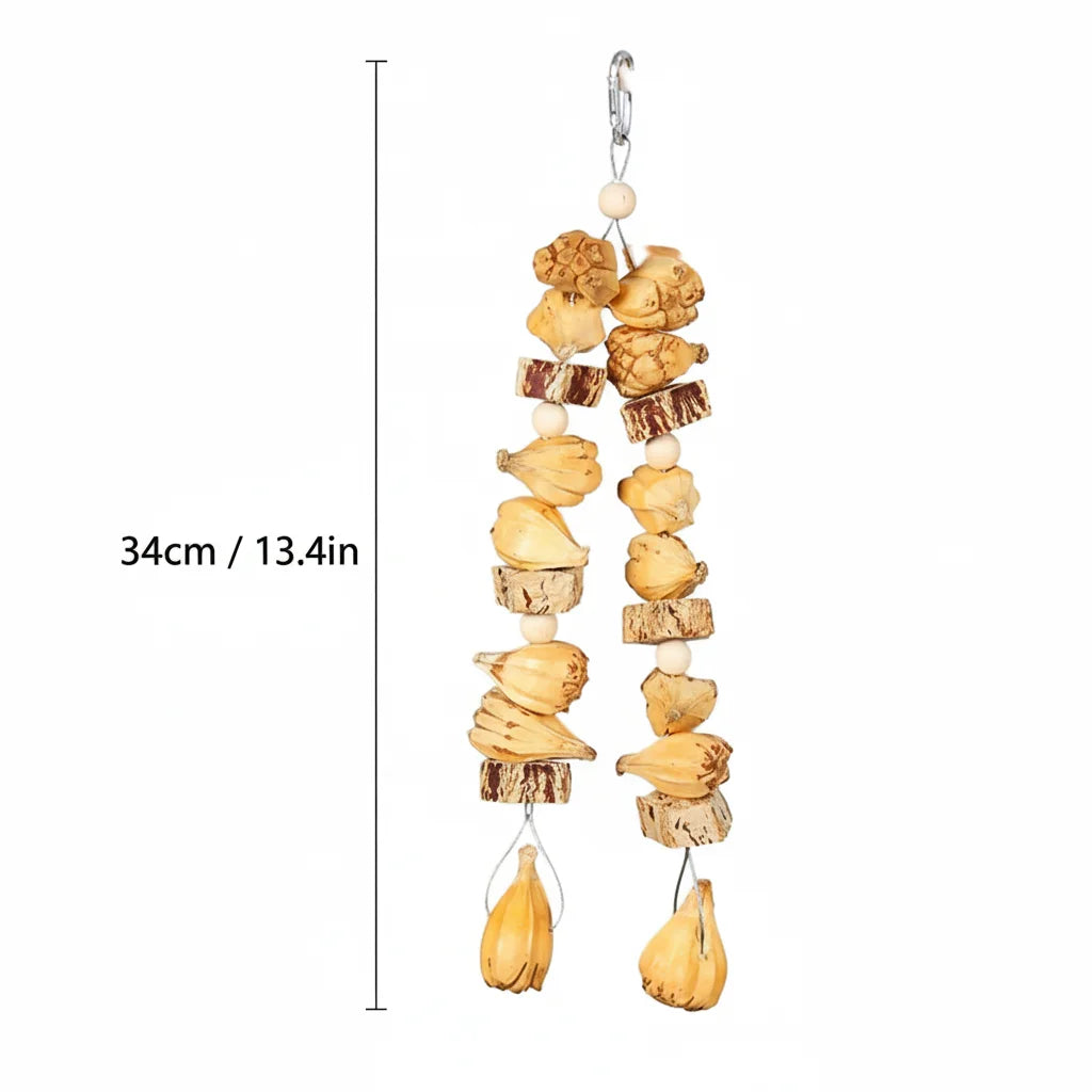 Natural Wood & Cotton Rope Parrot Toy