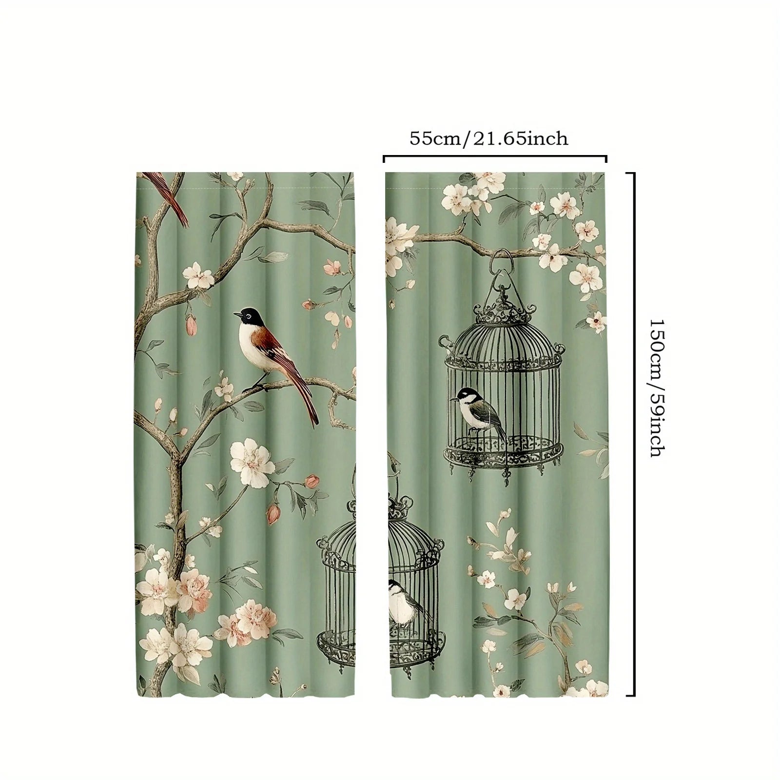 Vintage Bird & Floral Cage Curtains
