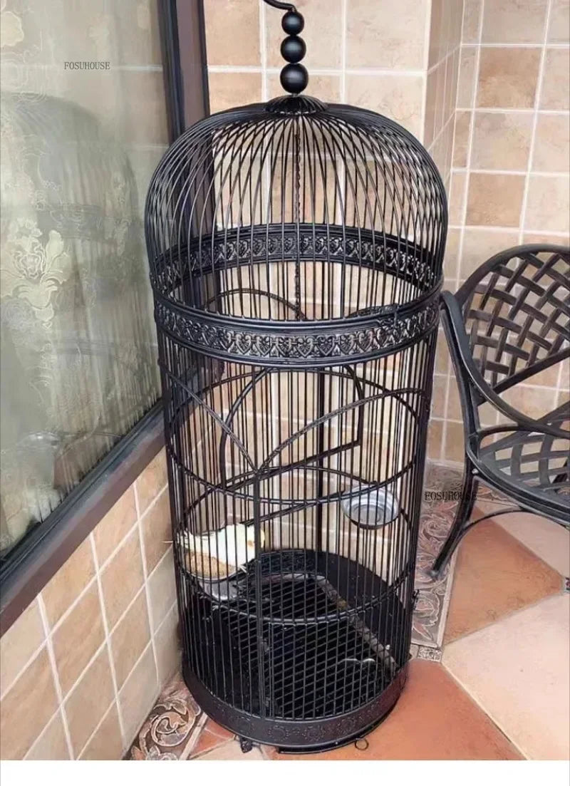 Extra Large Iron Cylindrical Cage - European Retro
