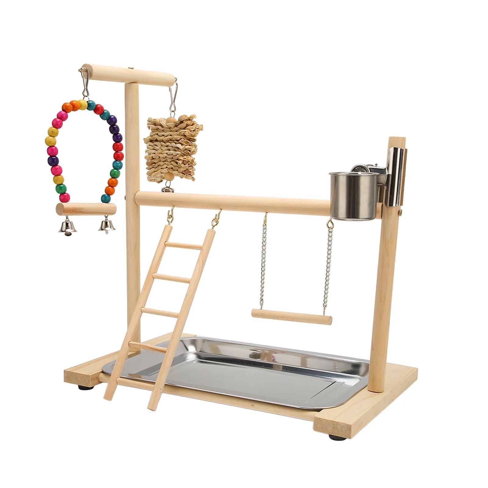 Wood Parrot Playstand with Cups