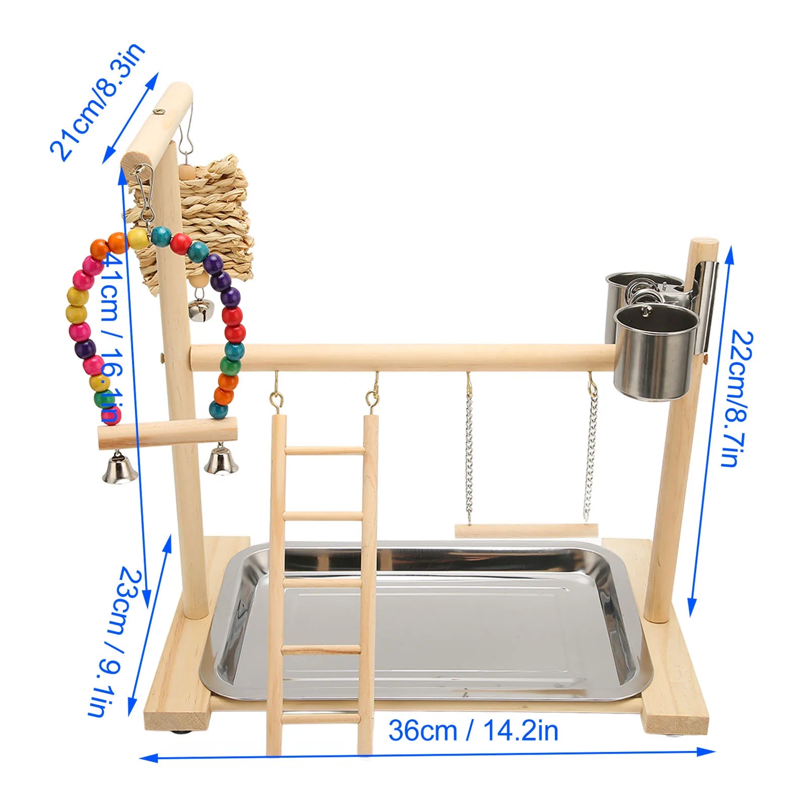 Wood Parrot Playstand with Cups