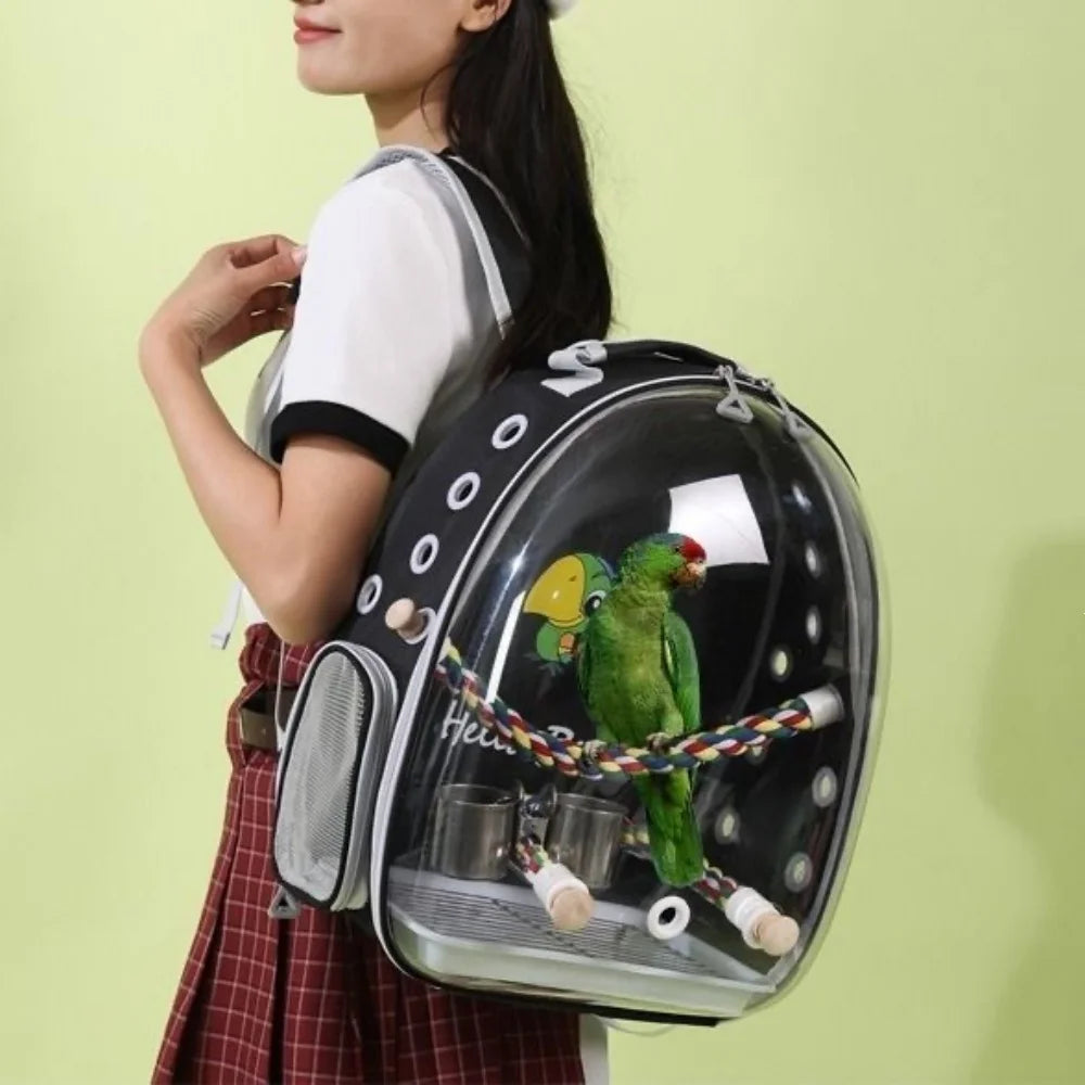Portable Bird Carrier Backpack with Perch