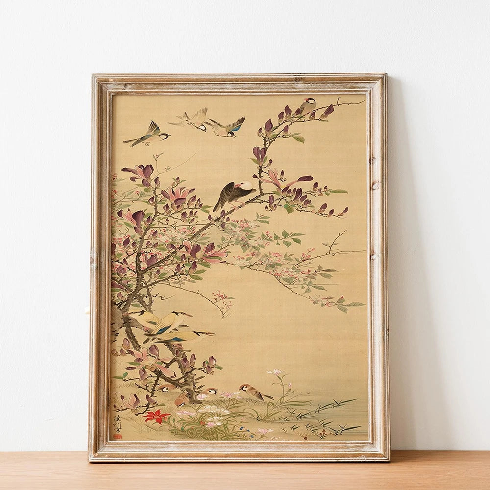 Vintage Bird Art Print - Canvas Poster