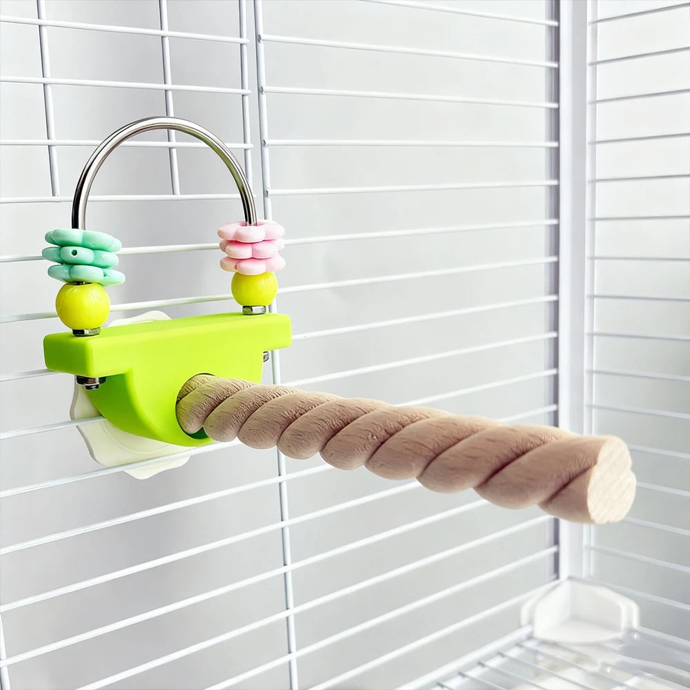 Wood Bird Perch with Chew Toy
