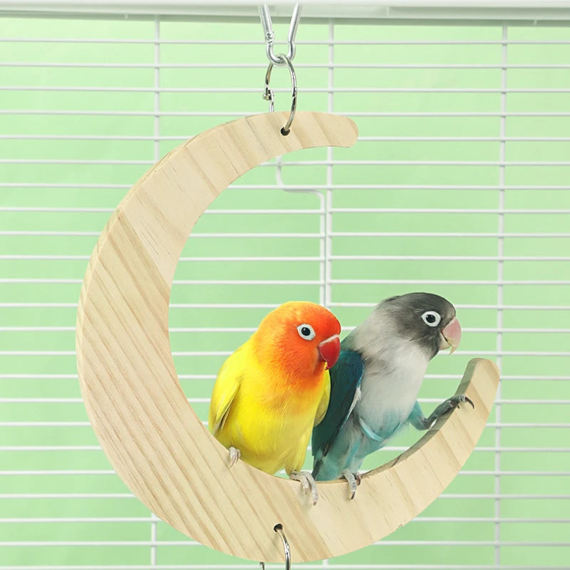 Wooden Mirror Interactive Toy with Perch