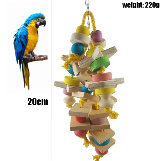 Natural Wood Large Parrot Toy
