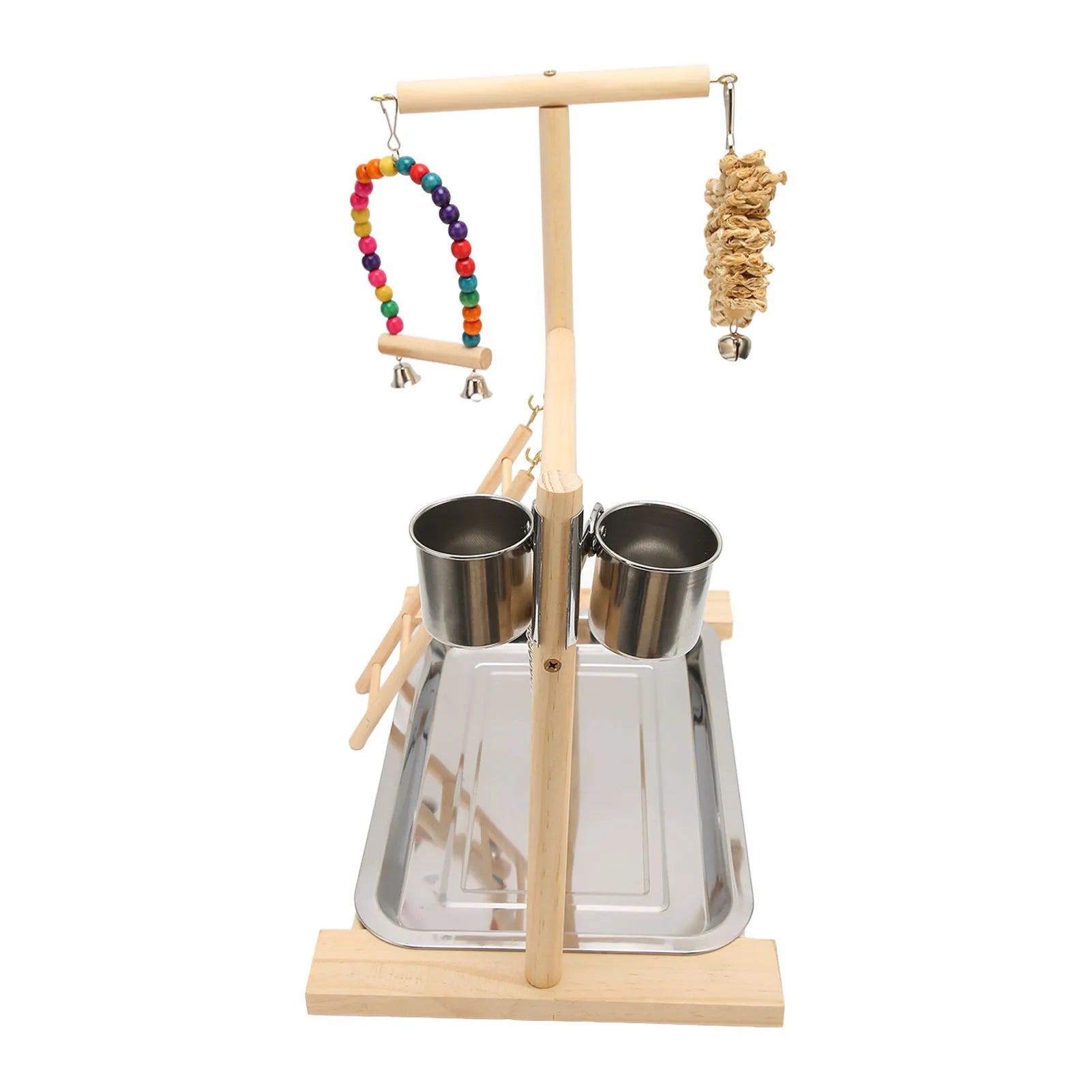 Wood Parrot Playstand with Cups