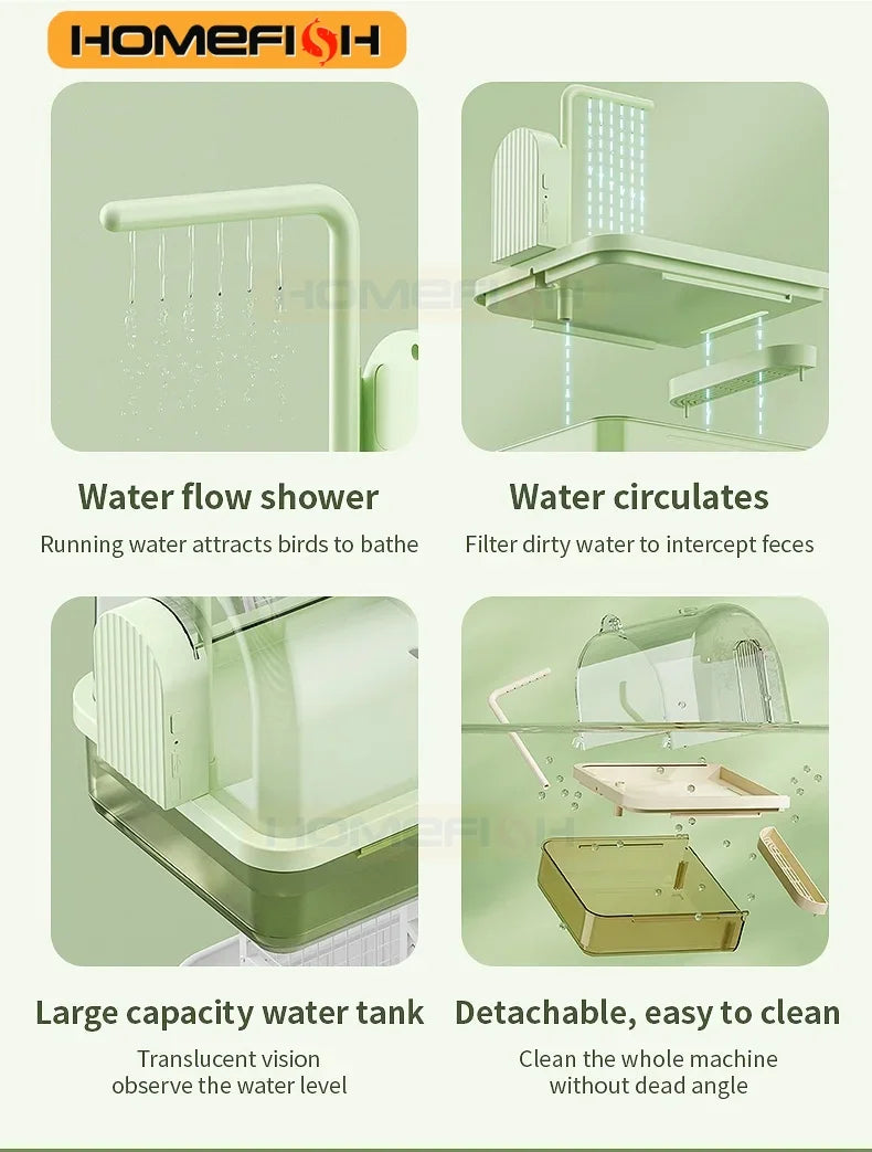 Hanging Bird Bath with Automatic Water Circulation