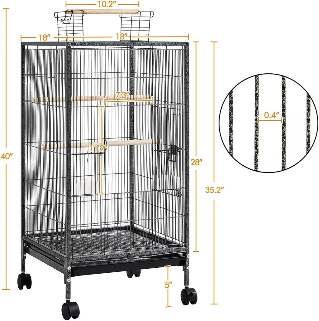 101cm Open-Top Bird Cage with Rolling Stand