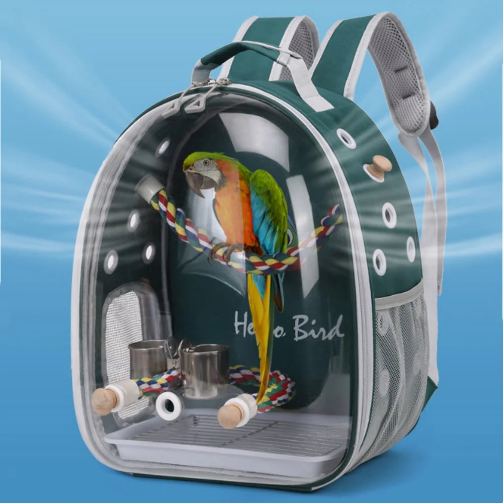 Portable Bird Carrier Backpack with Perch