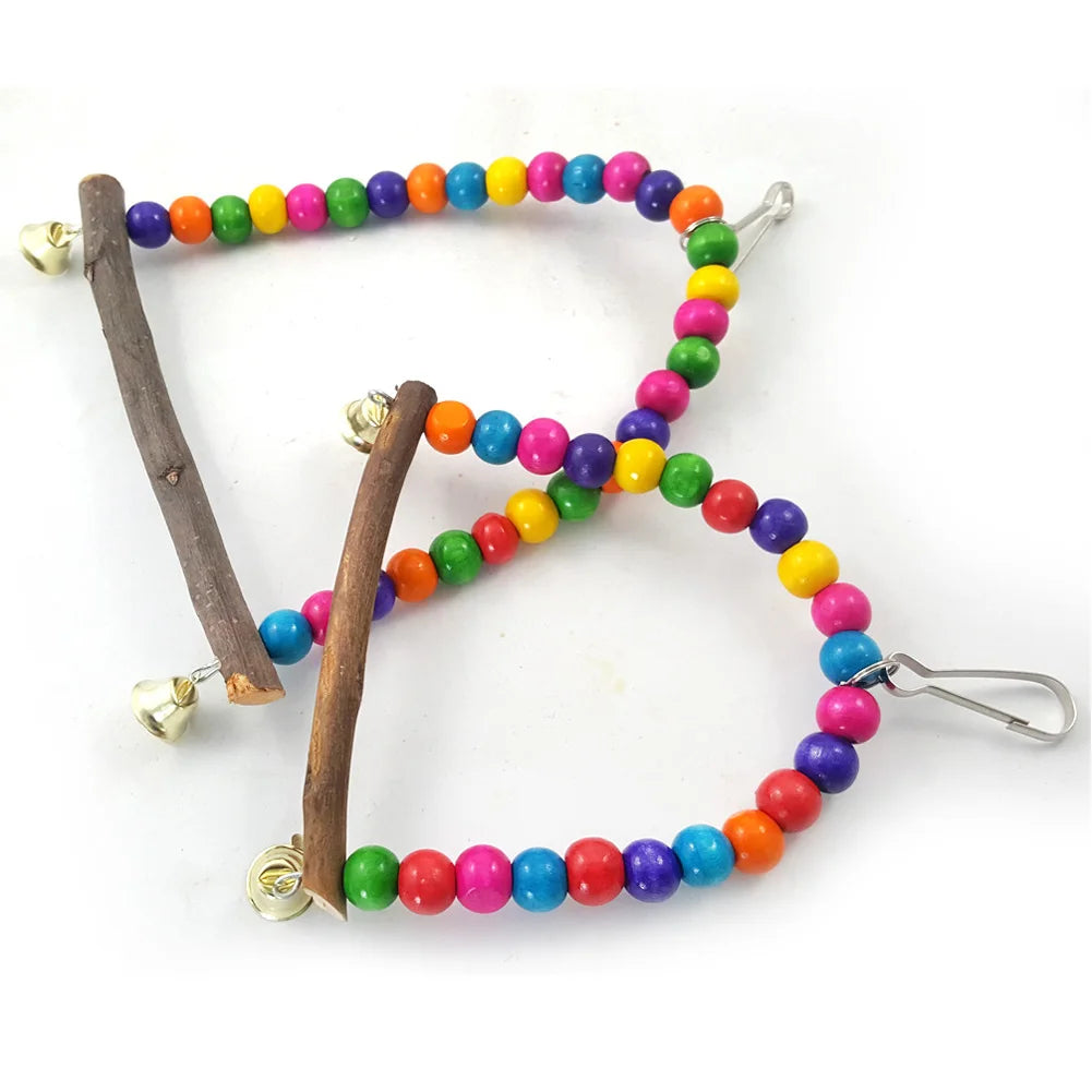 Natural Wooden Bird Swing Toy