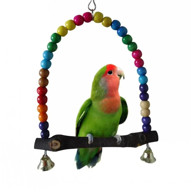 Natural Wooden Bird Swing Toy
