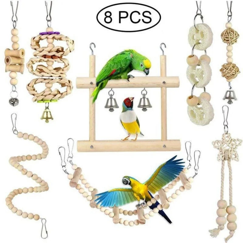 Parrot Cage Toy Set (6 or 8 Piece)