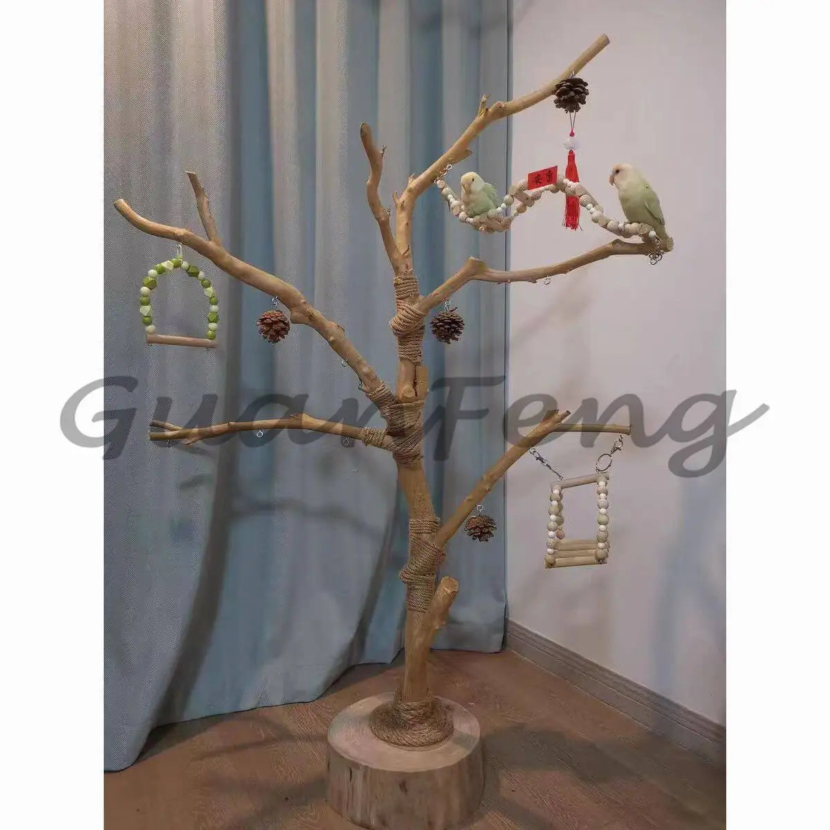 Bird Stand Tree Branch - Solid Wood Perch