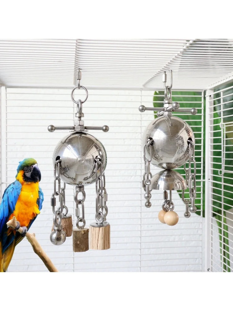 Stainless Steel Parrot Chew & Bell Swing Toy