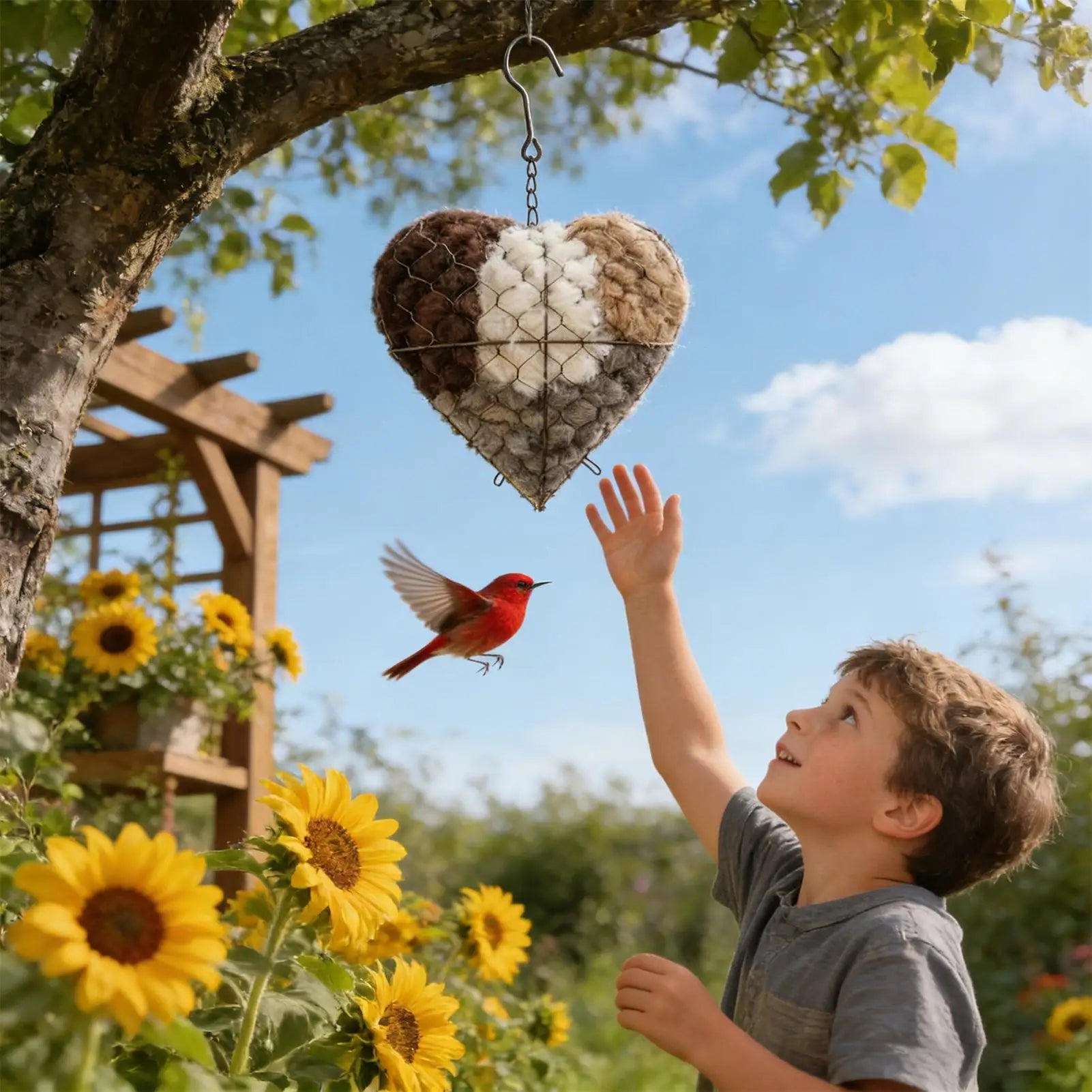 Heart-Shaped Bird Nesting Holder