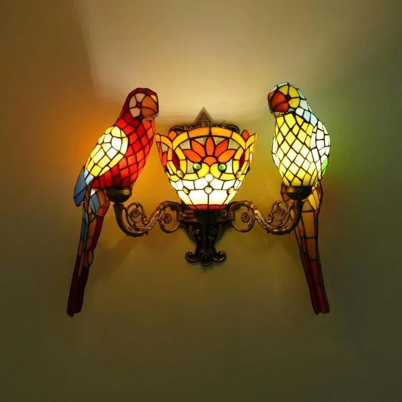 Tiffany Stained Glass Parrot Wall Lamp