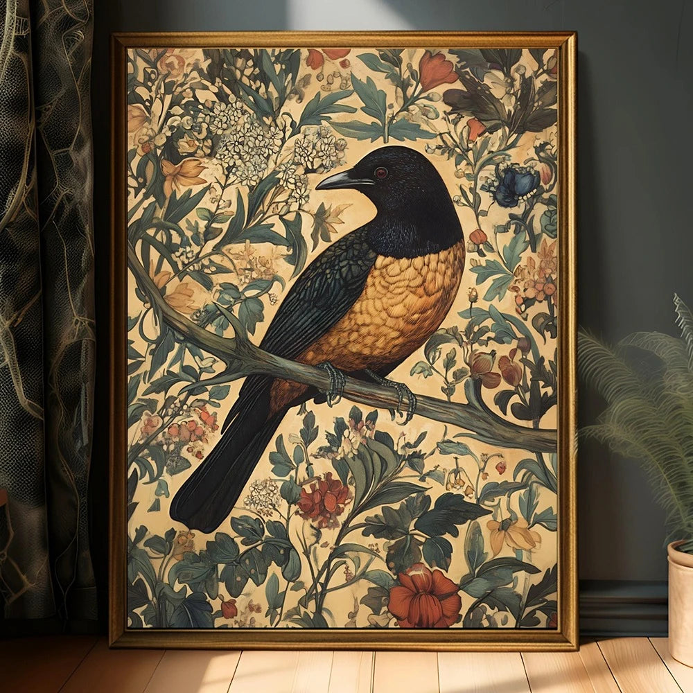 Vintage Bird Art Print - Canvas Poster