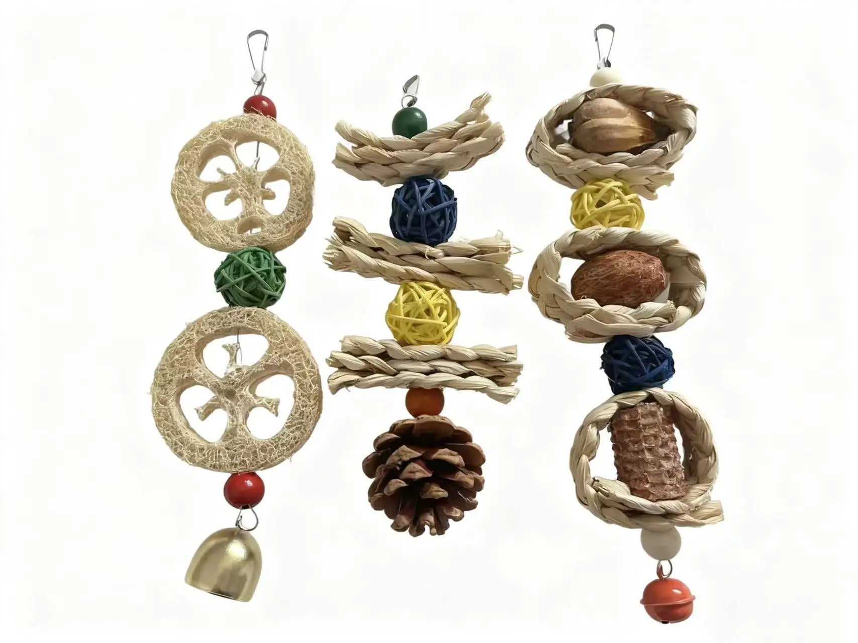 Natural Bird Chew Toy Set - 3 Pieces