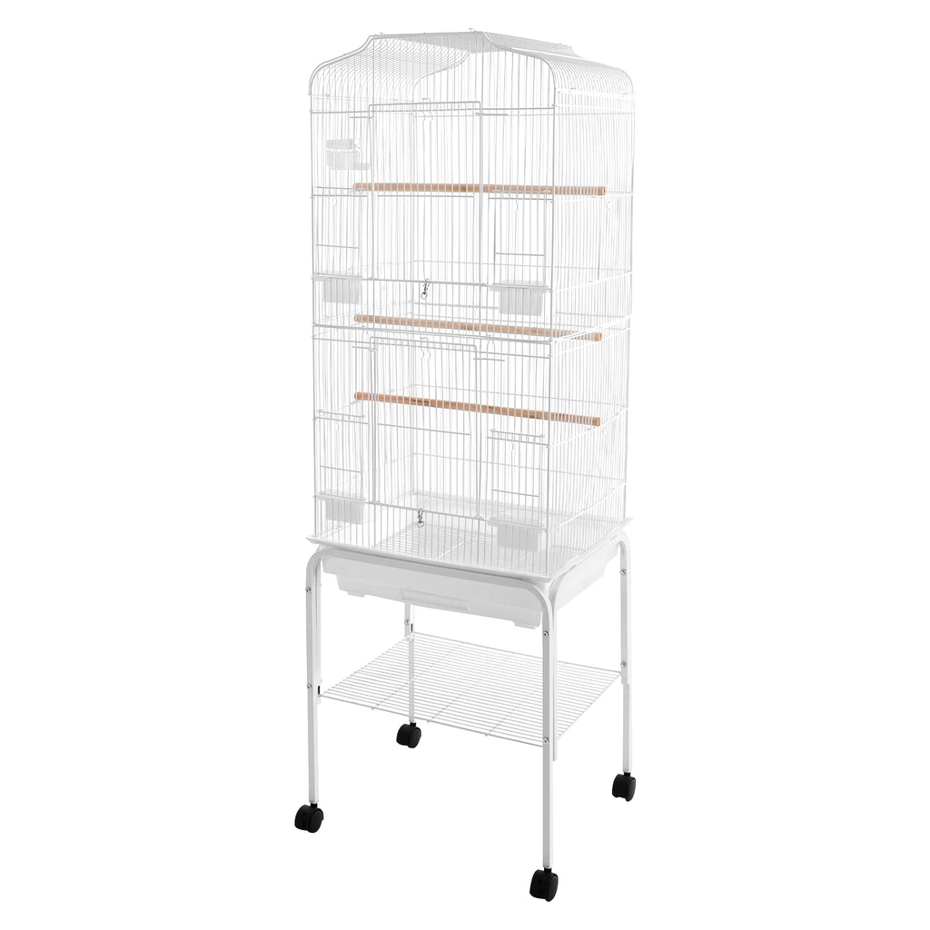 Large Bird Cage with Stand & Wheels - 47x37x137cm