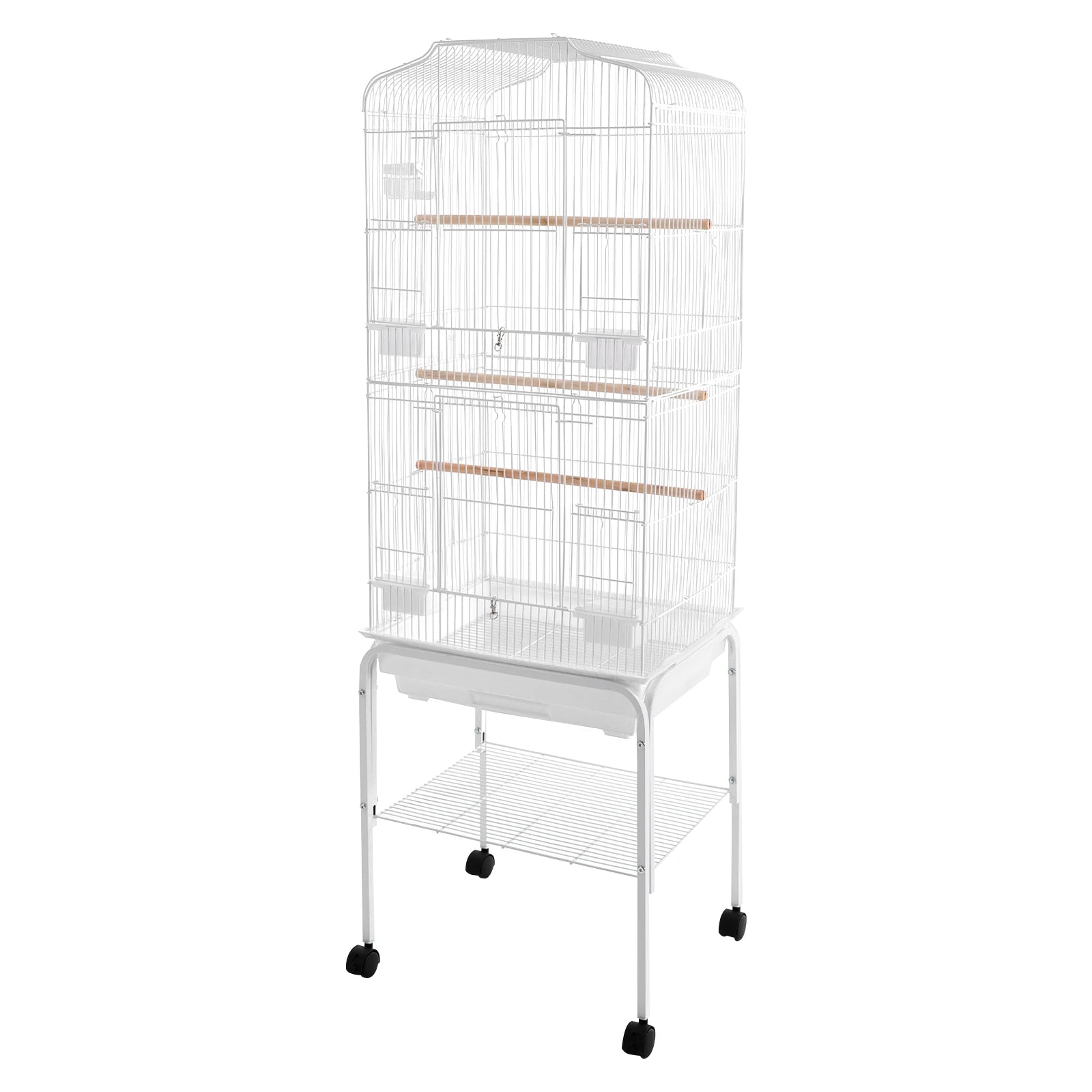 Large Bird Cage with Stand & Wheels - 47x37x137cm