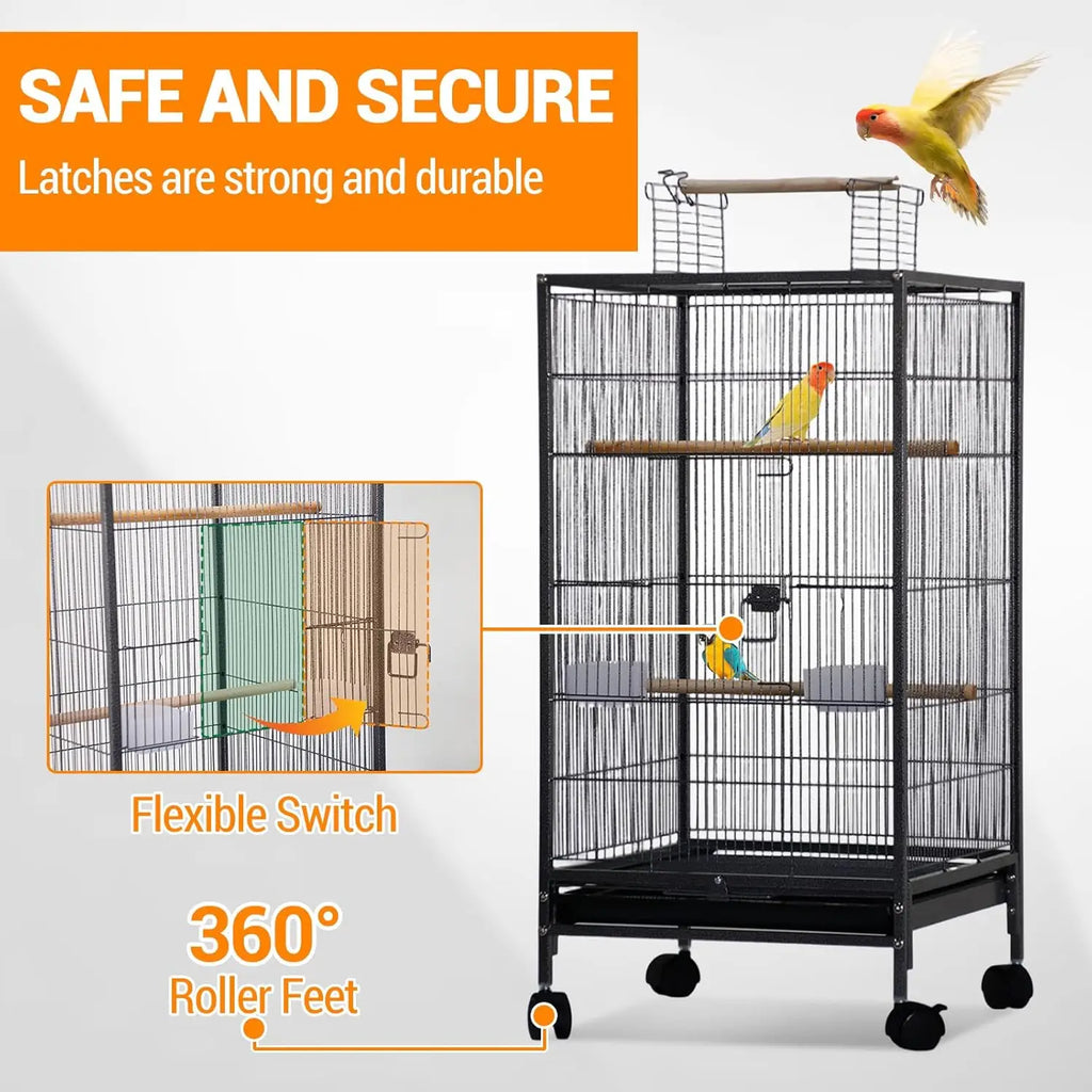 101cm Open-Top Bird Cage with Rolling Stand