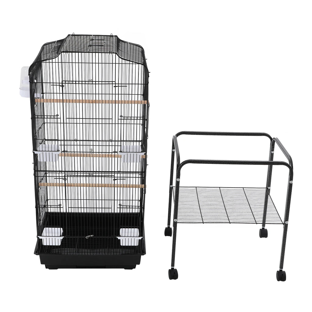 Large Bird Cage with Stand & Wheels - 47x37x137cm