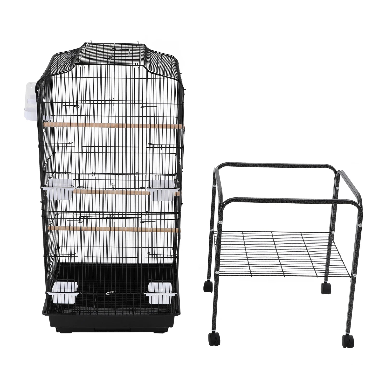 Large Bird Cage with Stand & Wheels - 47x37x137cm