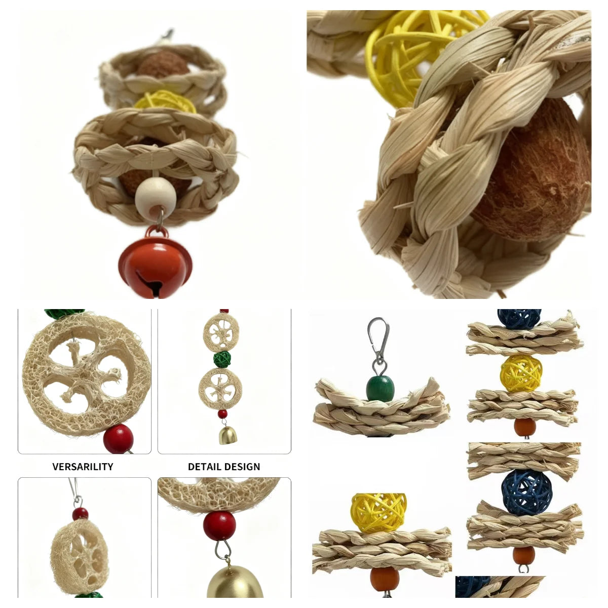 Natural Bird Chew Toy Set - 3 Pieces