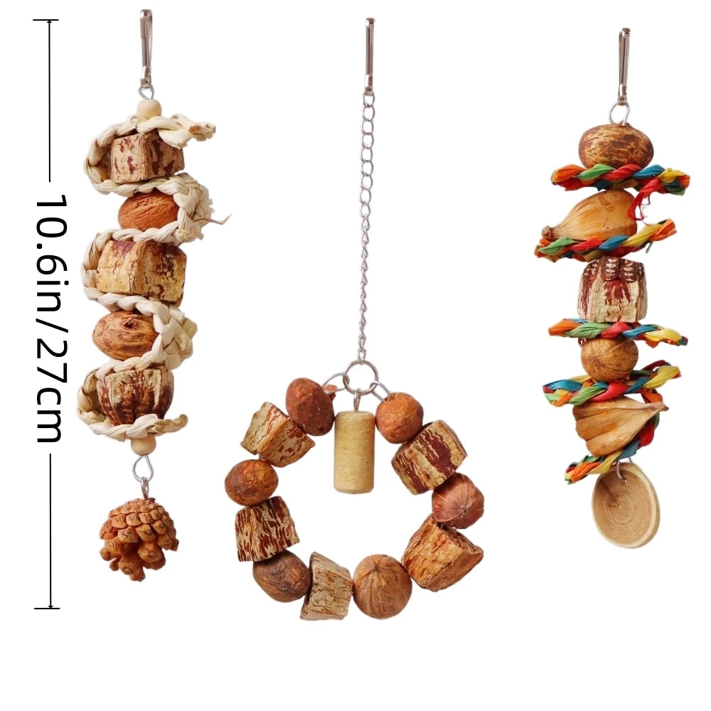 Natural Parrot Chew & Foraging Toy Set (3 Pack)