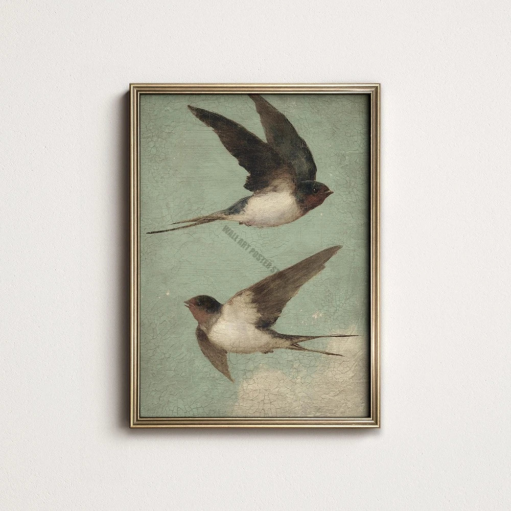 Vintage Bird Art Print - Canvas Poster