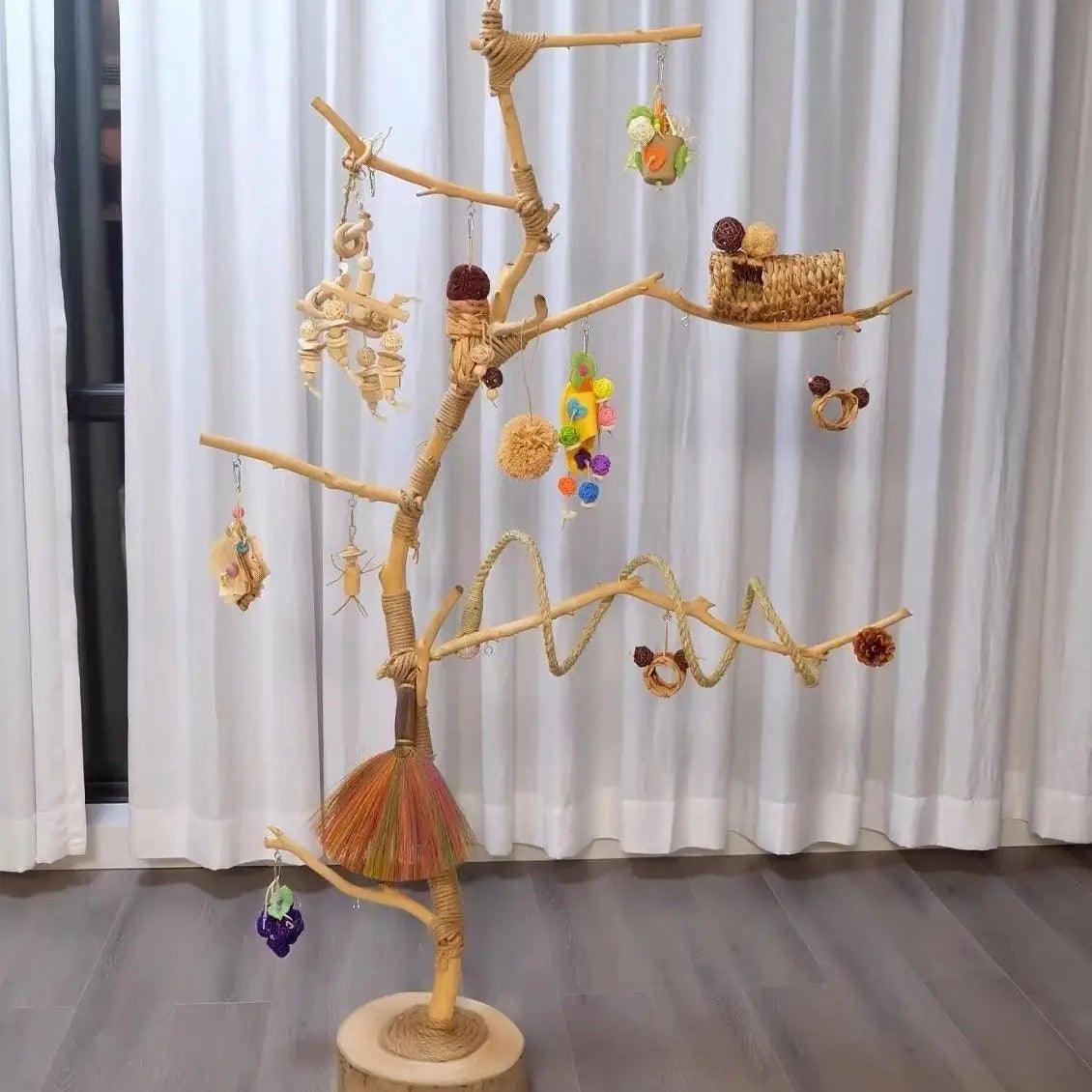 Wooden Parrot Branch Stand - Floor Mounted