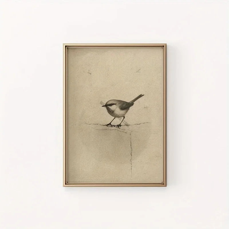 Vintage Bird Art Print - Canvas Poster